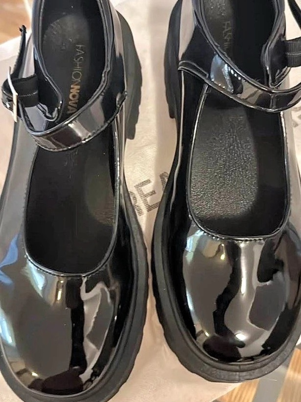 Fashion Nova Black Mary Jane Platform Shoes